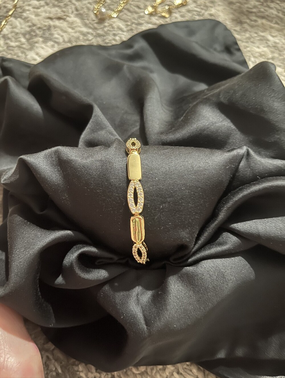 Gold Filled Stone Accents Link Bracelet 7.25"